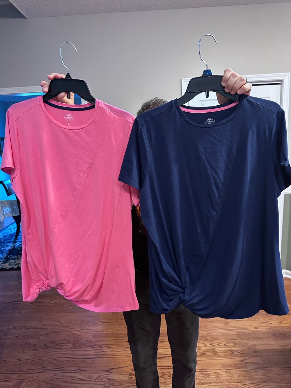 Price firm! Bundle St. John's Bay XL Twist-Hem Crew Neck Shirt - Pink and Navy